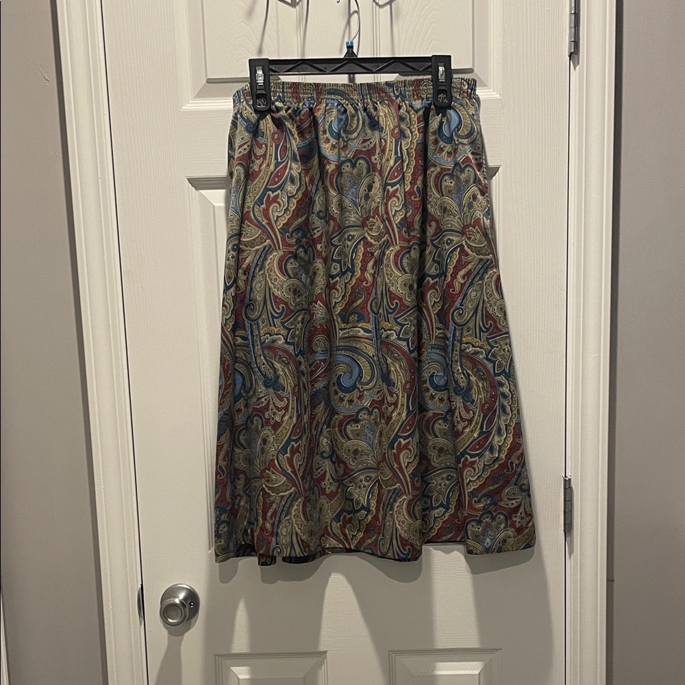 BonWorth Paisley A-Line Skirt in Red and Blue